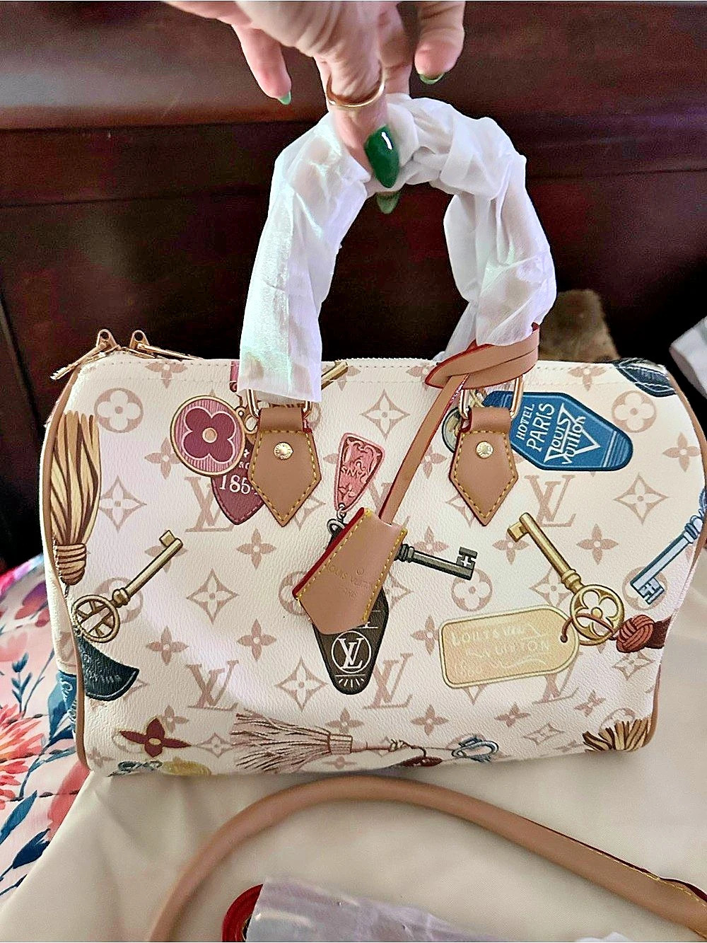 LV Speedy bag in Brown & White New